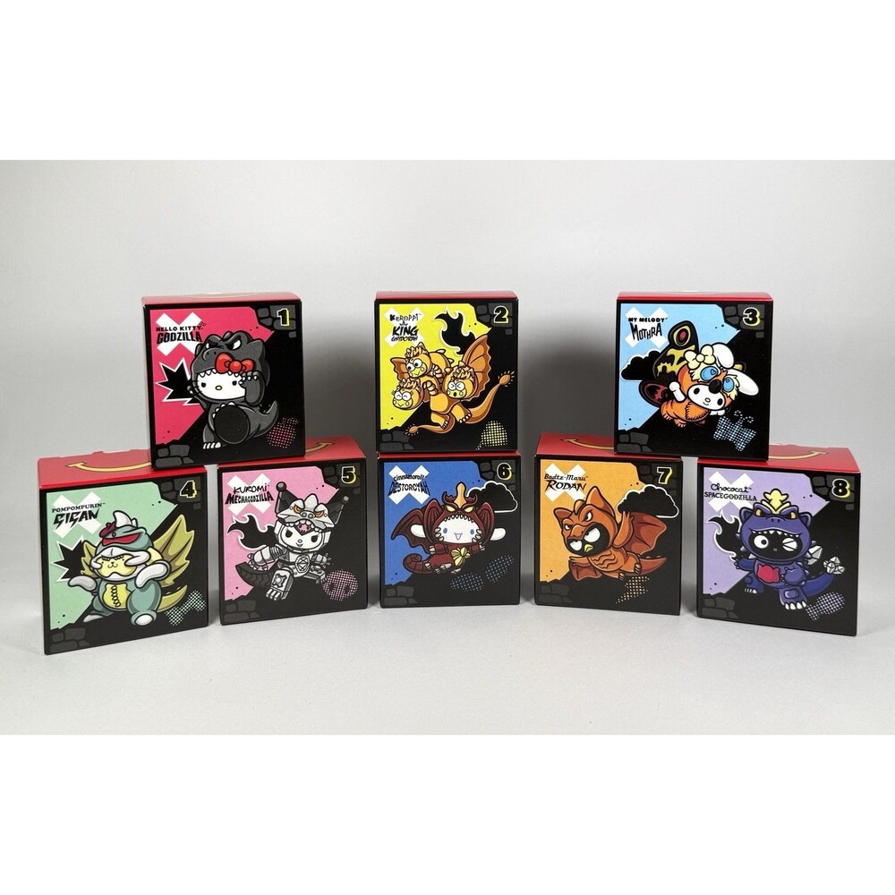 McDonald’s Hello Kitty Godzilla TOHO Complete Set of 8 New